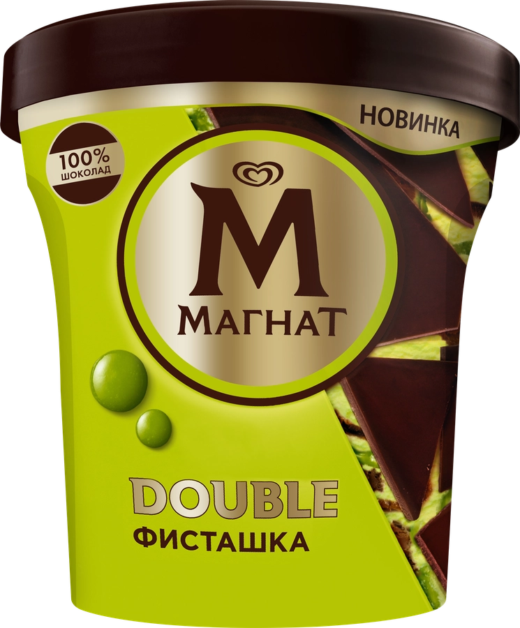 Мороженое МАГНАТ Double Фисташка, сливочное 10%, без змж, пластиковый стакан, 300г