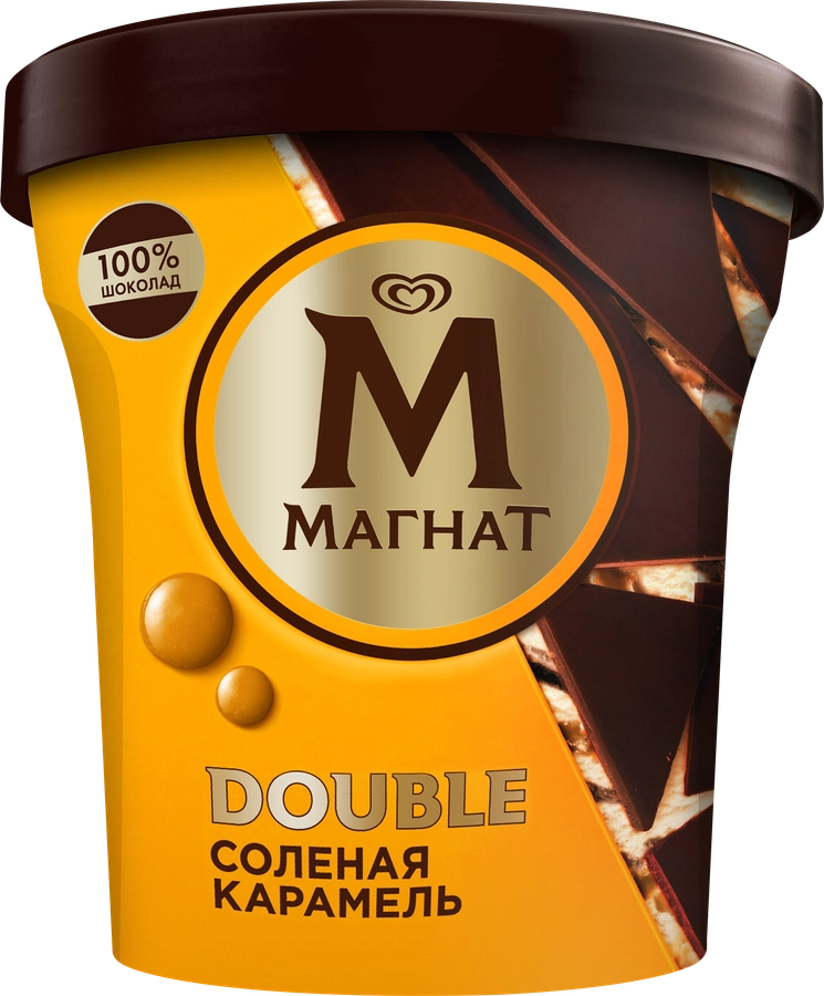 Мороженое МАГНАТ Double Соленая карамель, сливочное 10%, без змж, пластиковый стакан, 310г