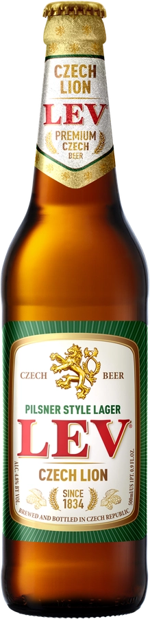 Пиво светлое LEV Czech Lion пастеризованное 4,8%, 0.5л