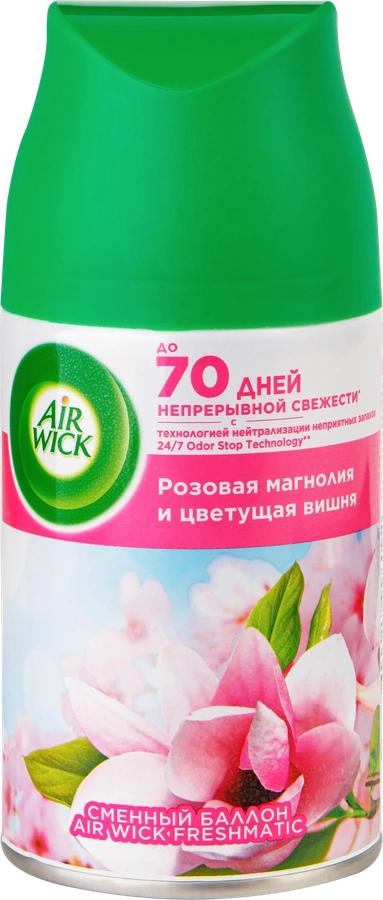 Баллон сменный для автоматического освежителя воздуха AIR WICK Freshmatic Розовая магнолия и цветущая вишня, 250мл