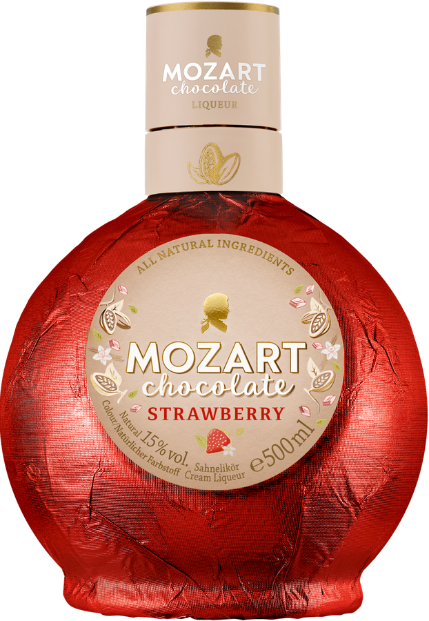 Ликер MOZART Chocolate Strawberry эмульсионный 15%, 0.5л