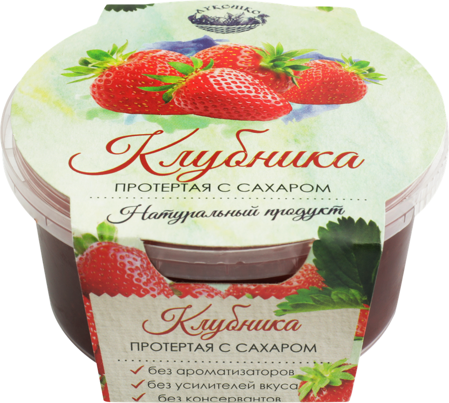 Клубника ЛУКОШКО протертая с сахаром, 200г