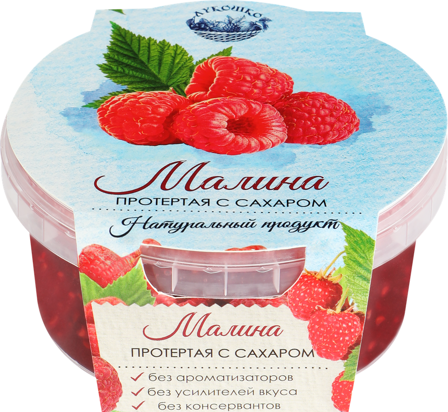 Малина ЛУКОШКО протертая с сахаром, 200г