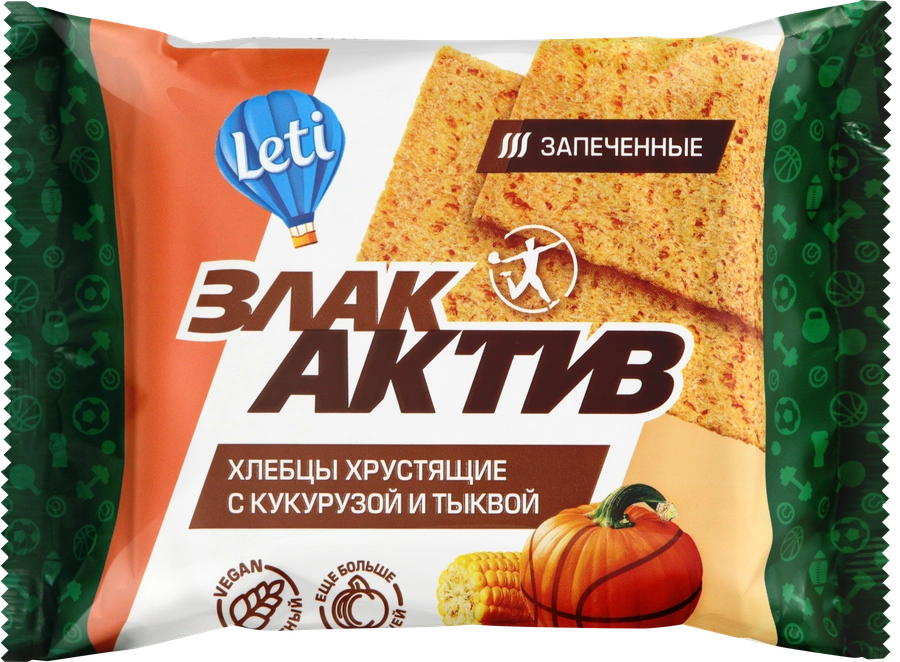 Хлебцы LETI Злак Актив хрустящие с кукурузой и тыквой, 60г