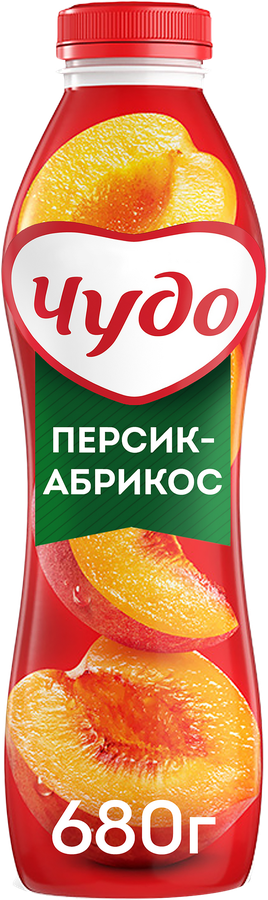 Йогурт питьевой ЧУДО Персик, абрикос 1,9%, без змж, 680г