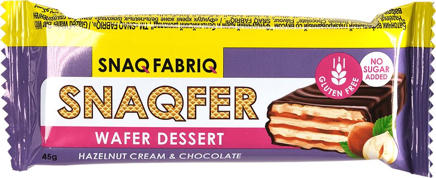 Батончик вафельный SNAQ FABRIQ со вкусом фундучный крем и бельгийский шоколад, глазированный, 45г