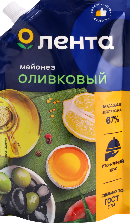 Майонез ЛЕНТА Оливковый 67%, 380мл