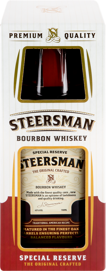 ВискиSTEERSMANЗерновой40%+бокал,п/у,0.7л