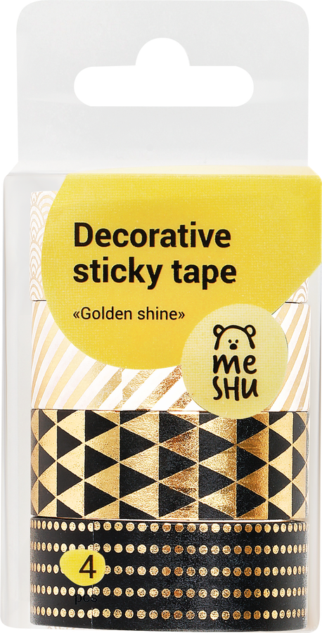 Набор лент клейких MESHU Golden shine, декоративные Арт. MS_36919 MS_36923, 4шт