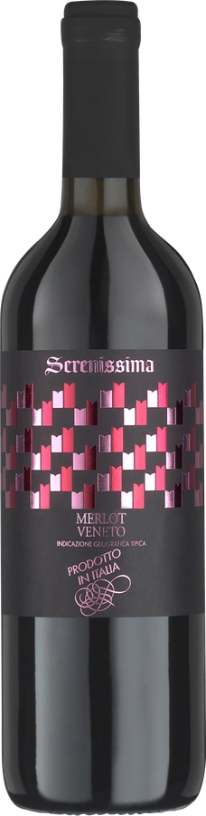 Вино SERENISSIMA MERLOT VENETO ординарное сортовое красное полусухое, 0.75л