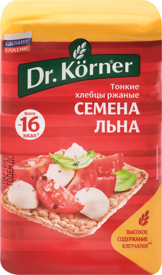 Хлебцы ржаные DR KORNER с семенами льна, 100г