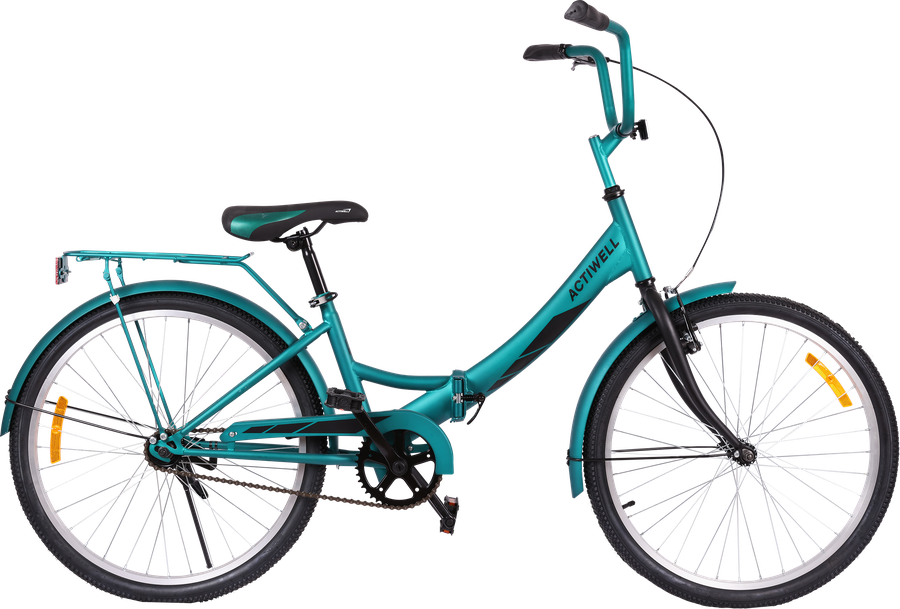 Велосипед складной Porter 24" 1 скорость, изумрудный/синий, Арт.  PRT24ST-U