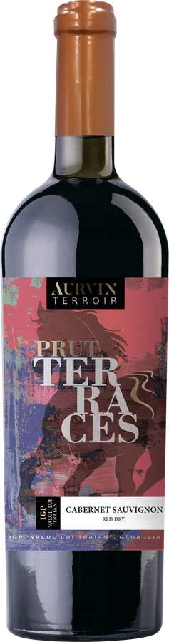 Вино AURVIN TERROIR PRUT TERRACAS CABERNET SAUVIGNON сортовое 
выдержанное красное сухое, 0.75л