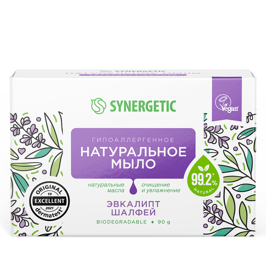 Мыло туалетное SYNERGETIC Эвкалипт и шалфей, 90г