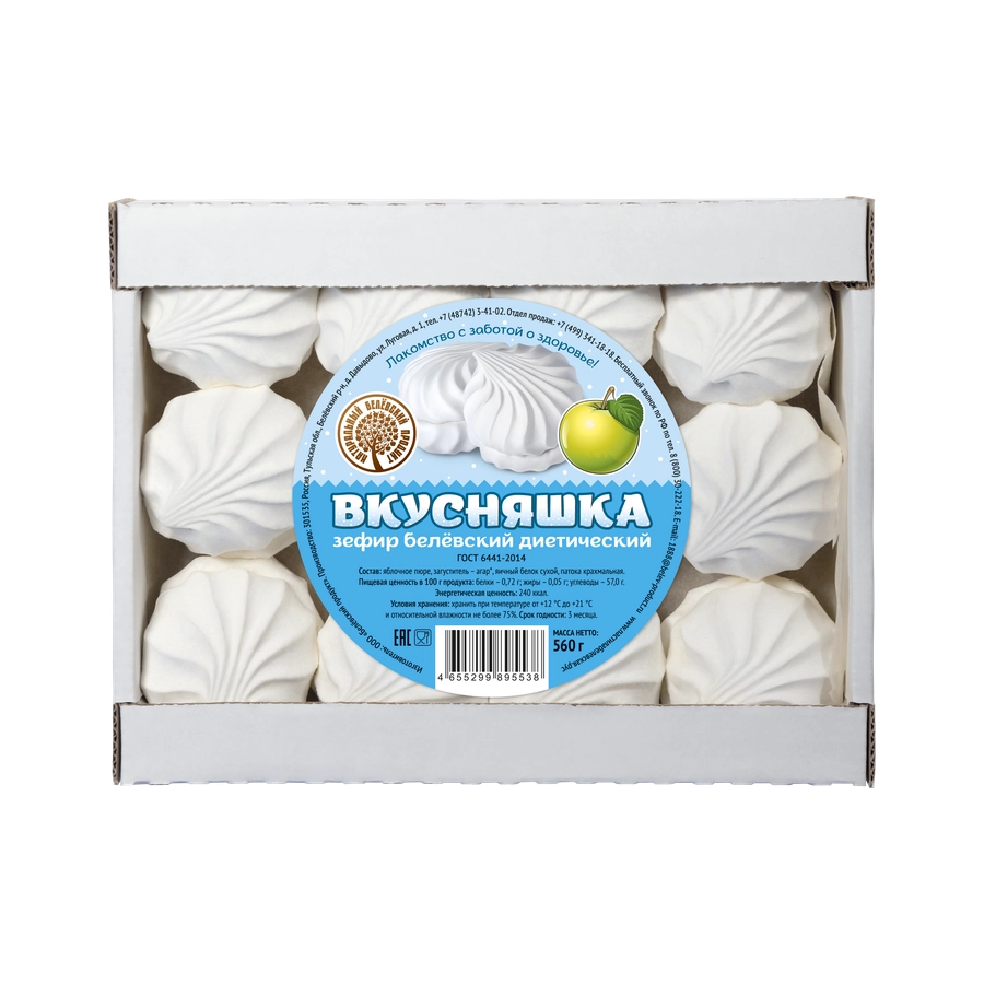 Зефир диетический НАТУРАЛЬНЫЙ БЕЛЕВСКИЙ ПРОДУКТ Вкусняшка, на патоке, 560г