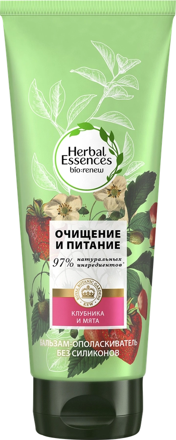 Бальзам-ополаскиватель для волос HERBAL ESSENCES Белая клубника и сладкая мята, 180мл