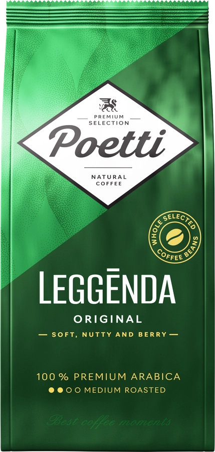 Кофе зерновой POETTI Leggenda Original натуральный жареный, 250г