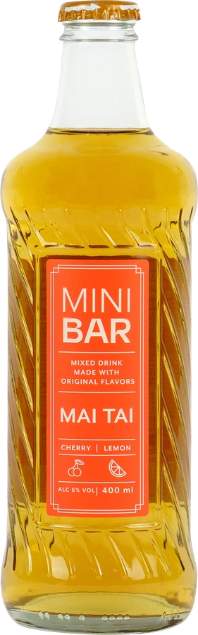 Напиток пивной MINI BAR Mai Tai со вкусом и ароматом лимона, лайма, вишни нефильтрованный пастеризованный 6%, 0.4л