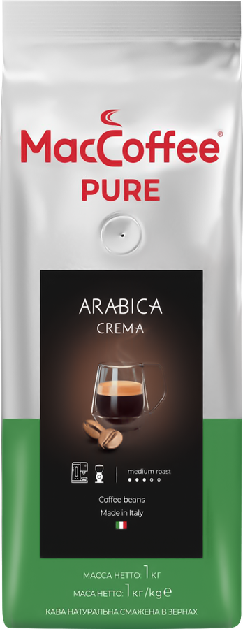 КофезерновойMACCOFFEEPureArabicaCremaнатуральныйжареный,1кг