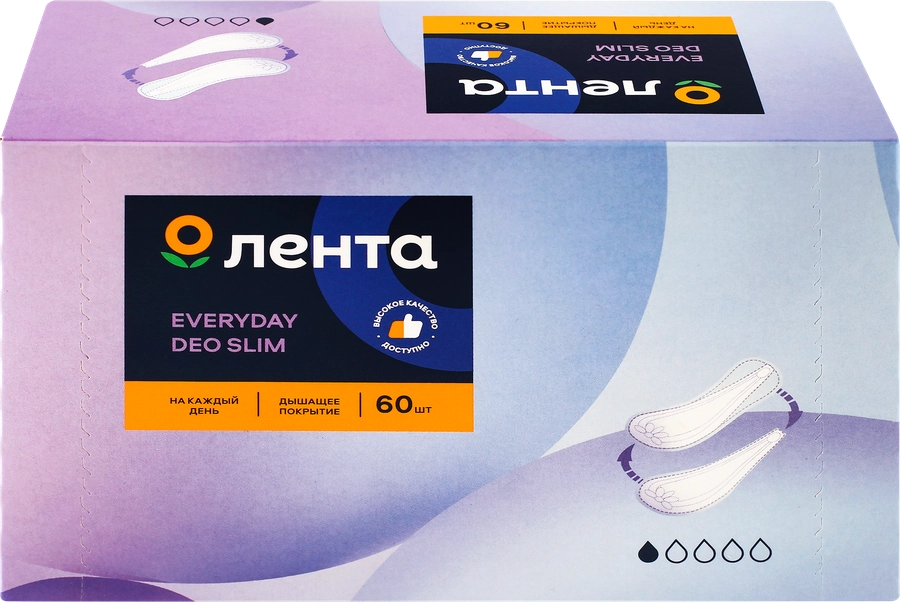 Прокладки гигиенические ЛЕНТА Everyday Deo Slim для ежедневного использования, 60шт