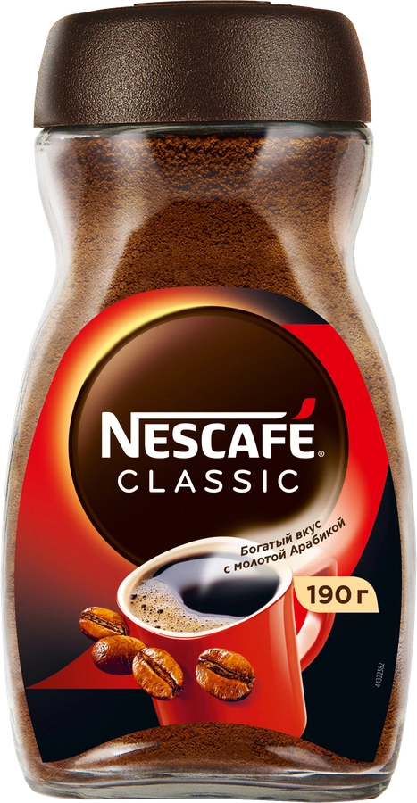 Кофе растворимый с добавлением молотого NESCAFE Classic натуральный, 
190г