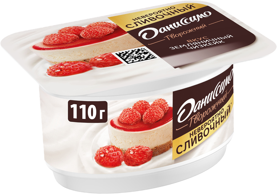Продукт творожный ДАНИССИМО со вкусом земляничного чизкейка 5,6%, без змж, 110г