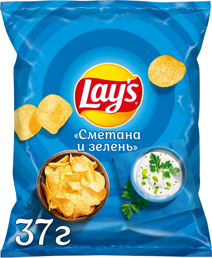 Чипсы картофельные LAY'S со вкусом сметаны и зелени, 37г