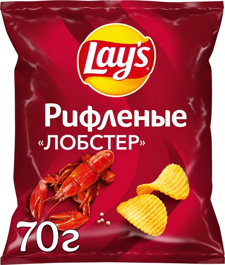 Чипсы картофельные LAY'S рифленые, со вкусом лобстера, 70г