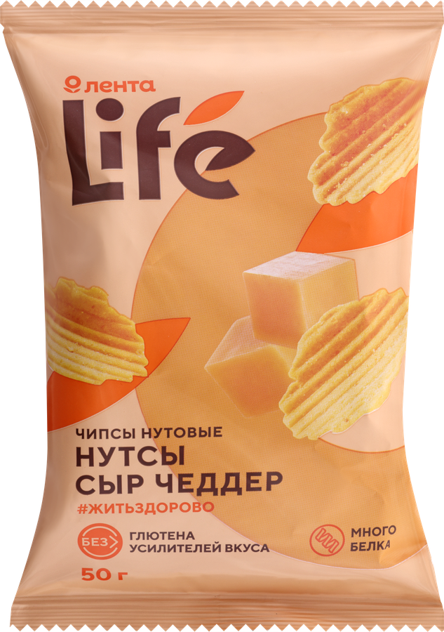 Чипсы нутовые ЛЕНТА LIFE Сыр Чеддер, 50г