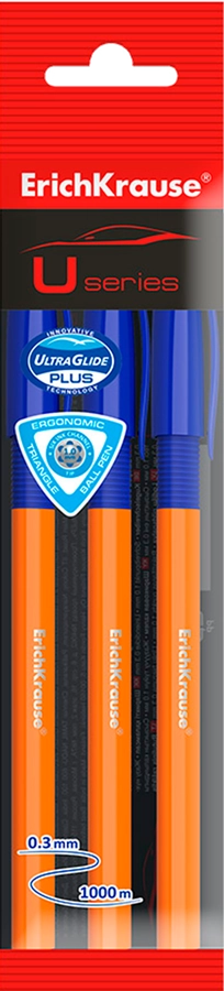 Набор шариковых ручек ERICHKRAUSE U-109 Orange Stick&Grip 1.0 Ultra Glide Technology, Арт. 47592, 3шт