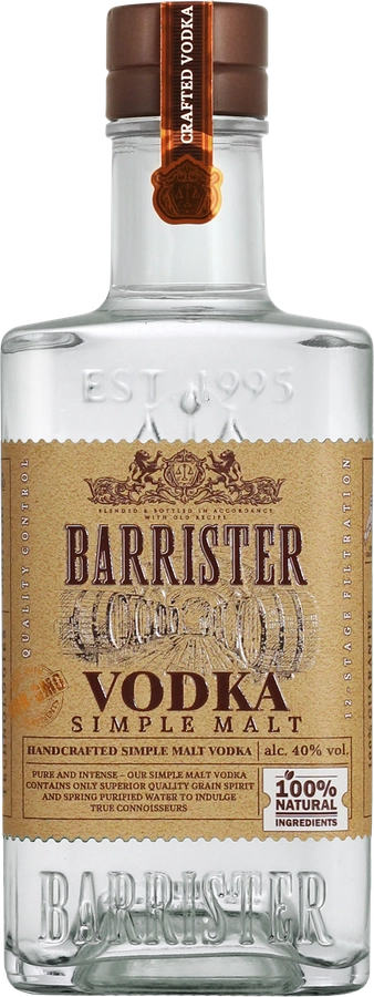 Водка BARRISTER Simple malt особая 40%, 0.5л