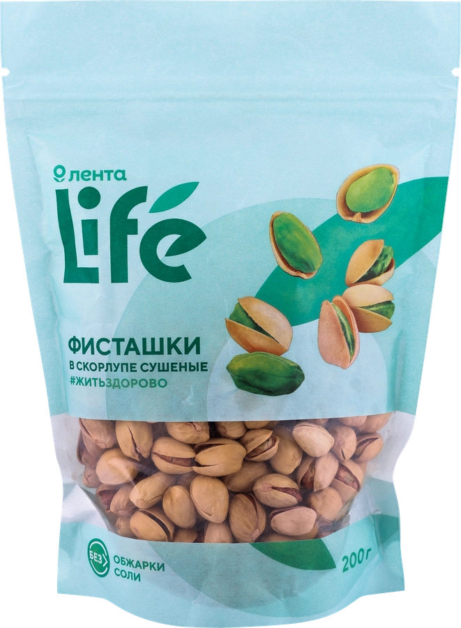 Фисташки ЛЕНТА LIFE сушеные, в скорлупе, 200г