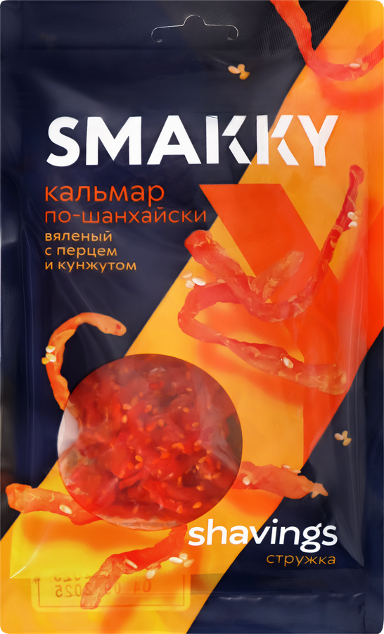 Кальмар вяленый SMAKKY По-шанхайски, с перцем и кунжутом, стружка, 70г