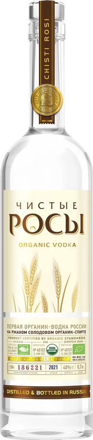 Водка ЧИСТЫЕ РОСЫ из ржаного зерна 40%, 0.7л