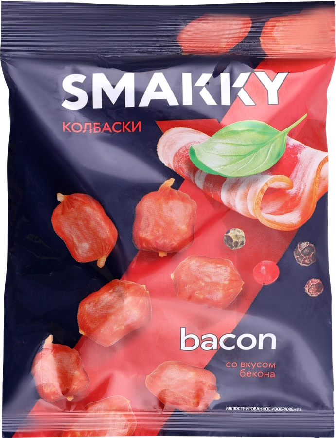 Колбаски-мини сырокопченые SMAKKY со вкусом бекона, 50г