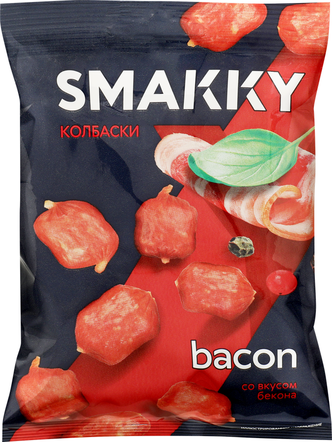 Колбаски-мини сырокопченые SMAKKY со вкусом бекона, 50г