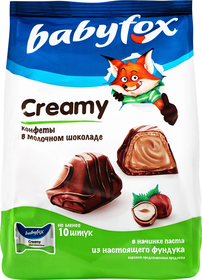 Конфеты вафельные BABYFOX Creamy Choco молочно-ореховые, 100г