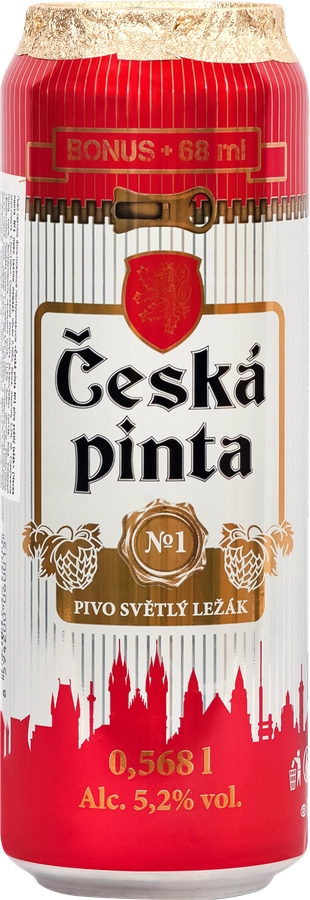 Пиво светлое CESKA PINTA №1 Lezak фильтрованное пастеризованное 5,2%, 0.568л