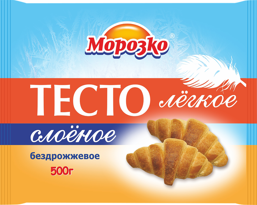 Тесто слоеное МОРОЗКО бездрожжевое легкое, 500г