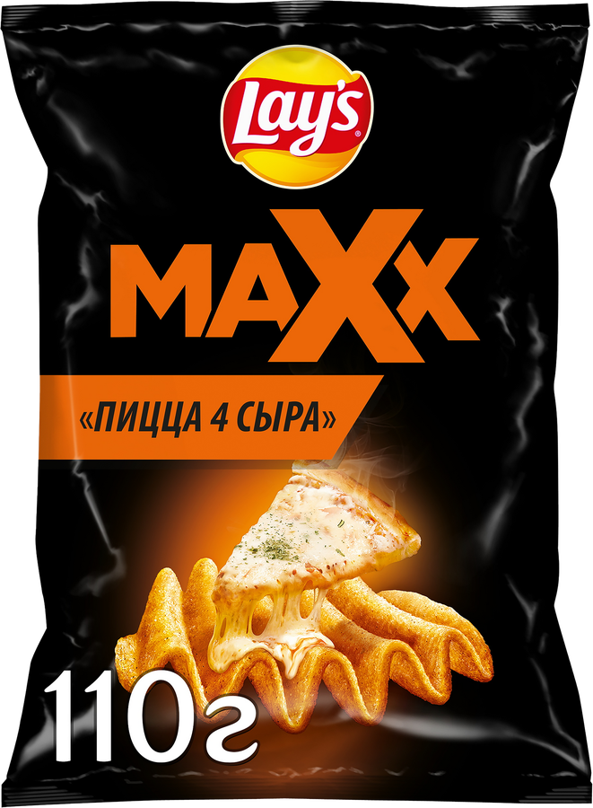 Чипсы картофельные LAY'S Max, со вкусом пицца 4 сыра, 110г