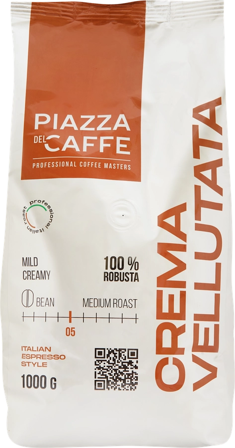 Кофе зерновой PIAZZA DEL CAFFE Крема Велютата жареный, 1кг