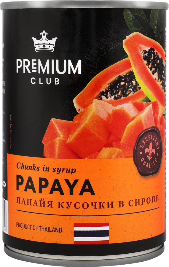 Папайя PREMIUM CLUB кусочки в сиропе, 425г