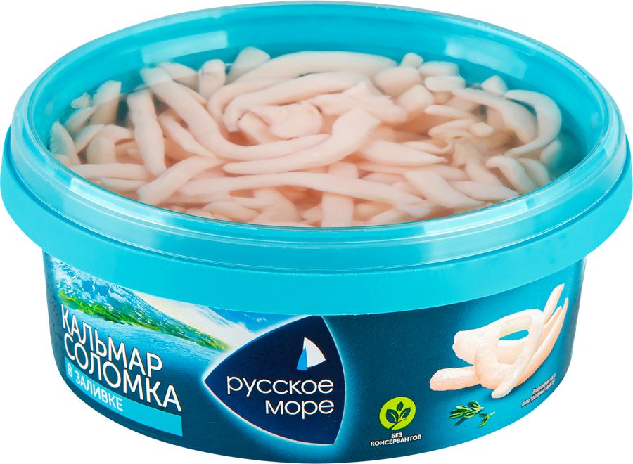 Кальмар РУССКОЕ МОРЕ мясо соломкой в заливке, 300г