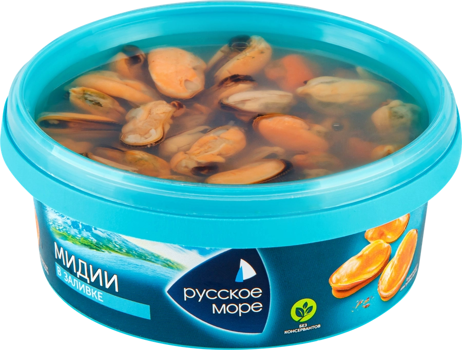 Мидии Чилийские РУССКОЕ МОРЕ мясо в заливке, 300г