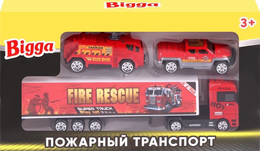 Набор игровой BIGGA Пожарный транспорт, 3 предмета, Арт. BT960578