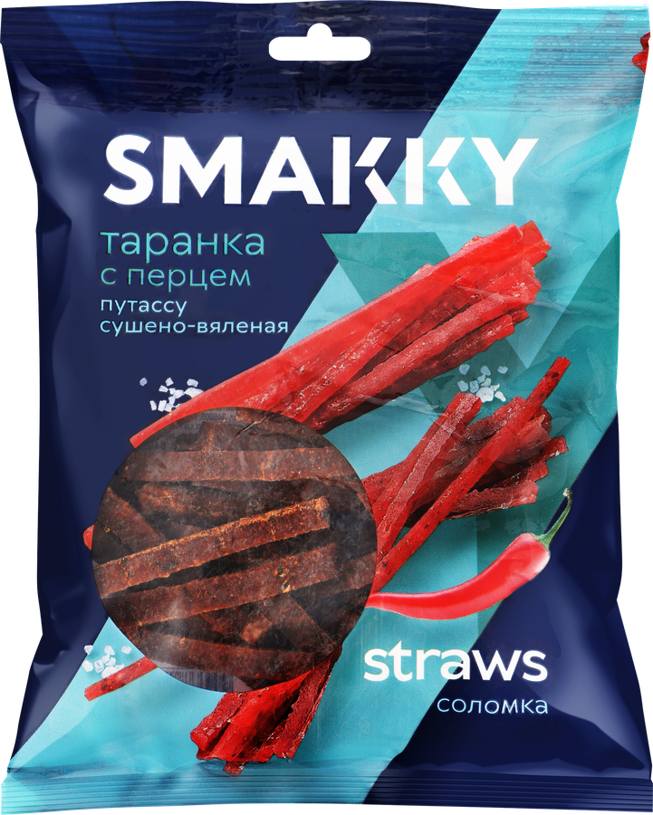 Рыба солено-сушеная SMAKKY Таранка с перцем, соломка, 70г
