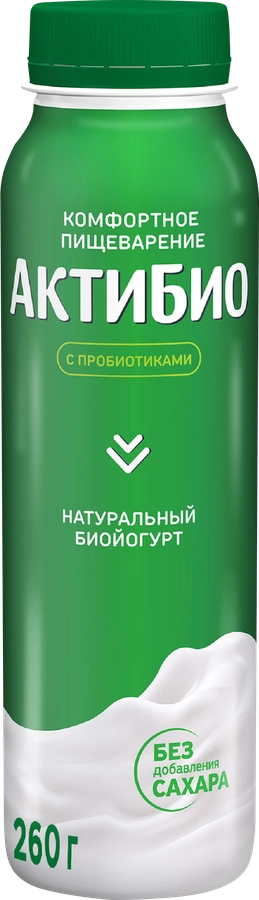 Биойогурт питьевой АКТИБИО Натуральный 1,8%, без змж, 260г