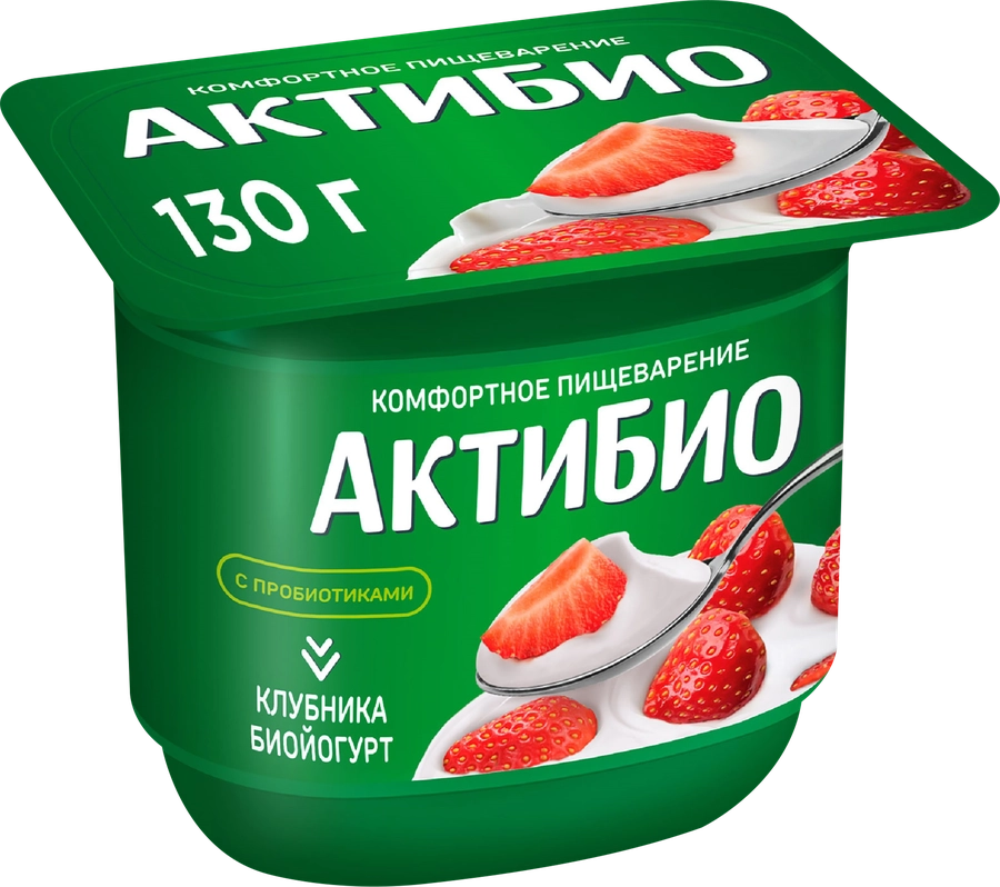 Биойогурт АКТИБИО Клубника 2,9%, без змж, 130г