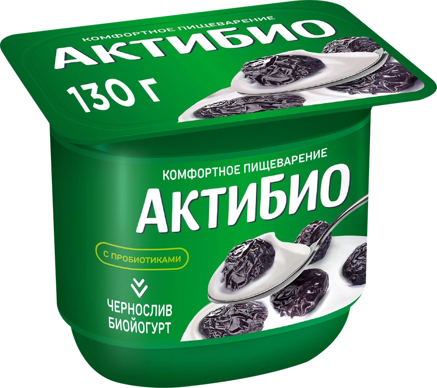 Биойогурт АКТИБИО Чернослив 2,9%, без змж, 130г