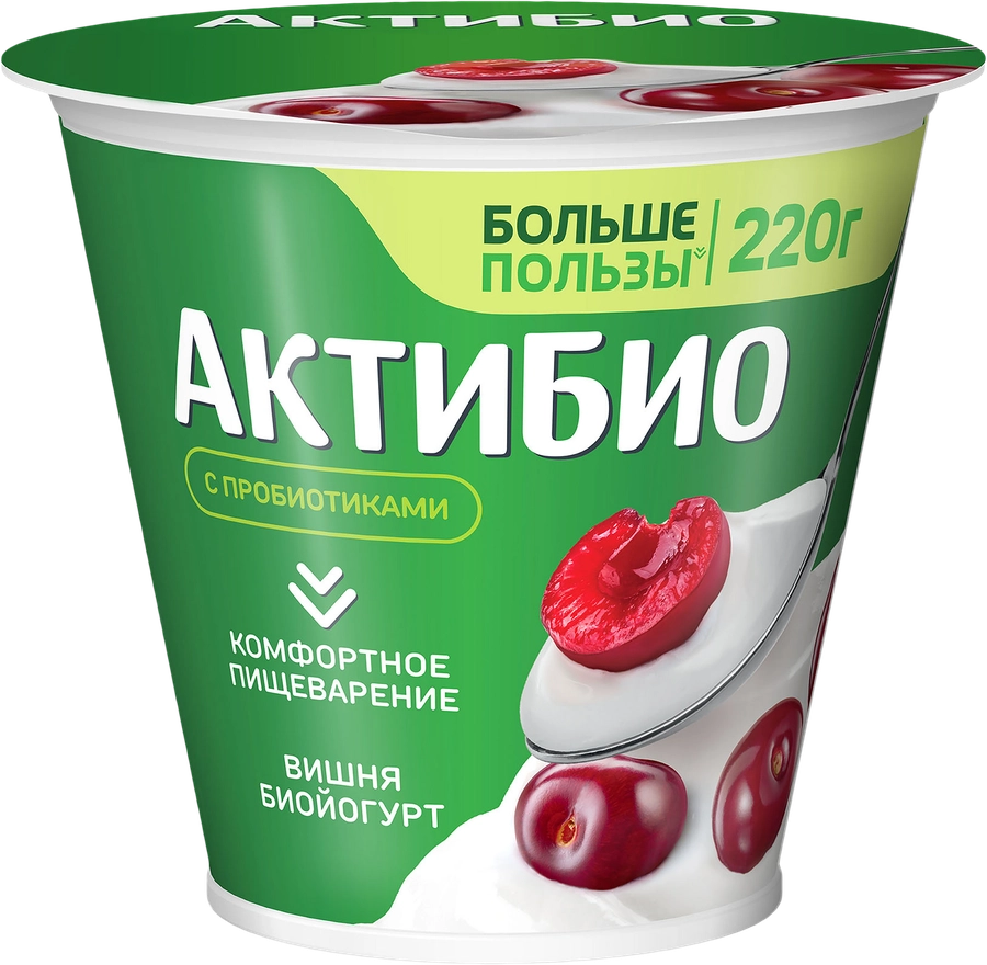 Биойогурт АКТИБИО Вишня 2,9%, без змж, 220г